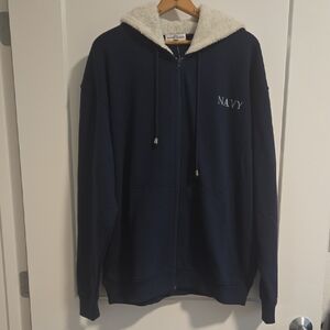 The Bradford Exchange U.S. Navy Zip-Up Sweatshirt With Sherpa-Lined Hood NWT
